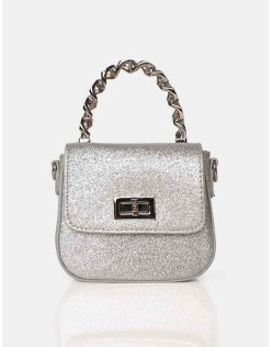 The Bridgerton Silver Glitter Mini Bag