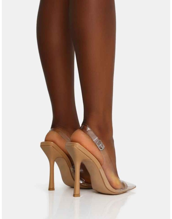Infinity Nude Perspex Pointed Toe Stiletto Court Heels