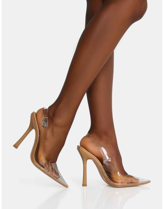 Infinity Nude Perspex Pointed Toe Stiletto Court Heels