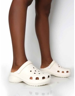 Frenzy Ecru Rubberised Sling Back Closed Toe Clog Sandals