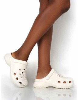 Frenzy Ecru Rubberised Sling Back Closed Toe Clog Sandals