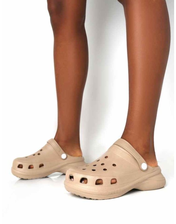 Frenzy Nude Rubberised Sling Back Closed Toe Clog Sandals