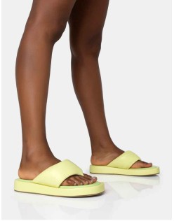 Vacay Lime Contrast Padded Square Toe Flip Flop Sandals