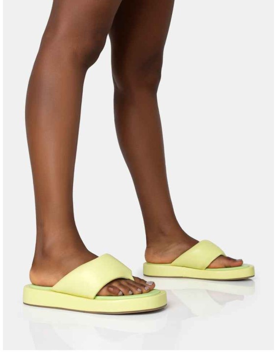 Vacay Lime Contrast Padded Square Toe Flip Flop Sandals
