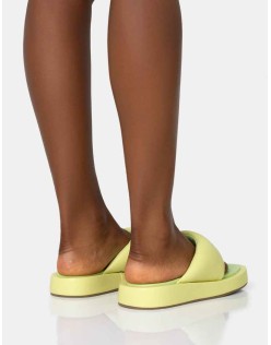 Vacay Lime Contrast Padded Square Toe Flip Flop Sandals
