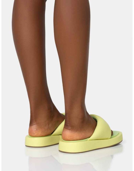 Vacay Lime Contrast Padded Square Toe Flip Flop Sandals