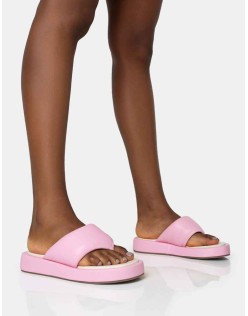 Vacay Pink Contrast Padded Square Toe Flip Flop Sandals