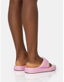Vacay Pink Contrast Padded Square Toe Flip Flop Sandals