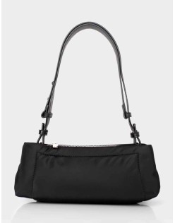 The Ludo Black Nylon Elongated Shoulder Bag