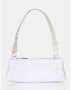 The Ludo White Nylon Elongated Shoulder Bag