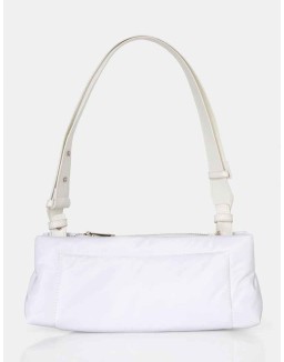 The Ludo White Nylon Elongated Shoulder Bag