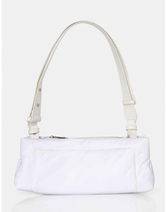 The Ludo White Nylon Elongated Shoulder Bag