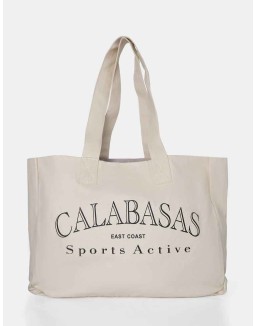 The Calabasas Overiszed Off White Canvas Tote Bag