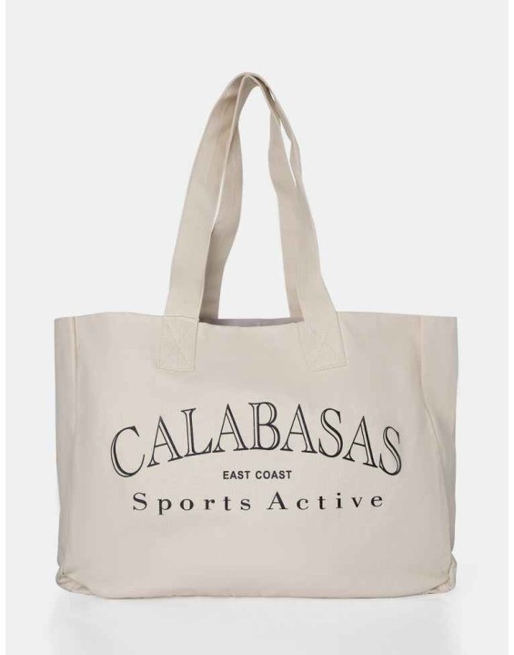 The Calabasas Overiszed Off White Canvas Tote Bag