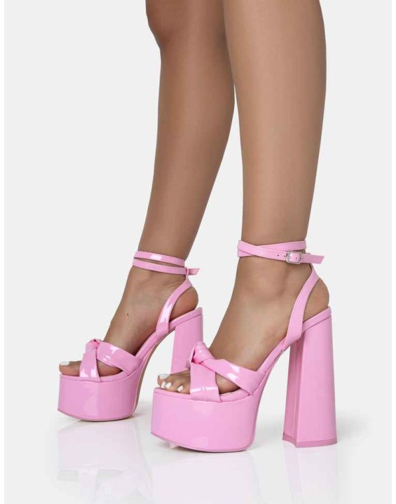 Leo Edition Wide Fit Baby Pink Patent Platform High Heels