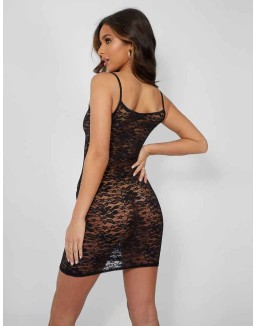 Second Skin Lace Cami Mini Dress Black