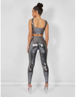 Metallic Crop Top Silver