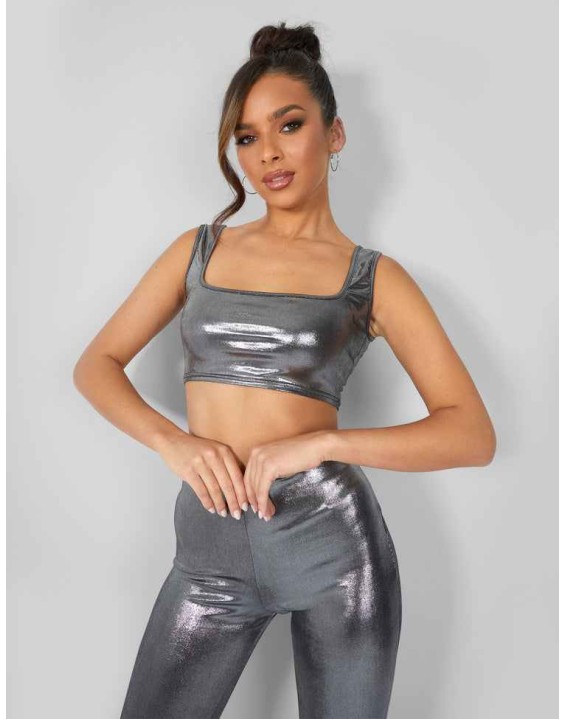 Metallic Crop Top Silver