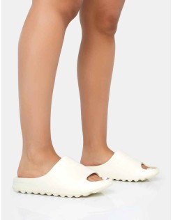 Brady Cream Rubber Flat Slider Sandals