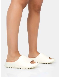 Brady Cream Rubber Flat Slider Sandals