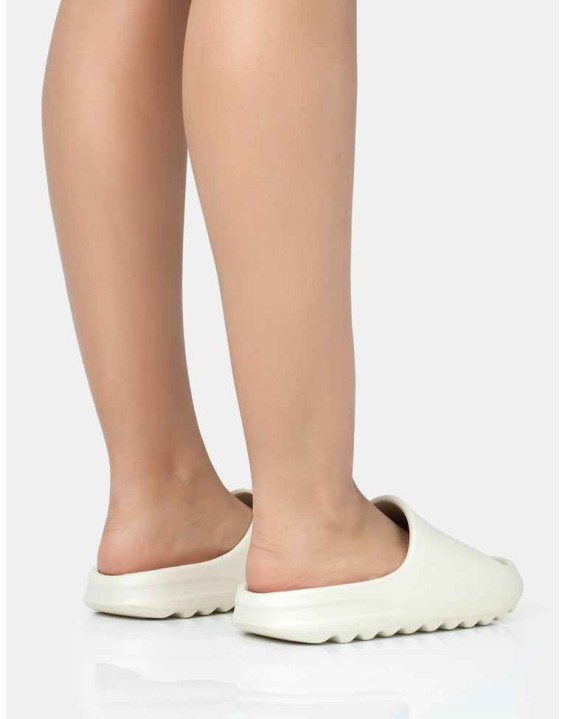 Brady Cream Rubber Flat Slider Sandals