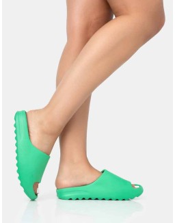 Brady Jade Green Rubber Flat Slider Sandals