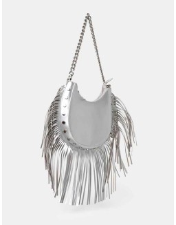 The Western Silver Metallic Tassle Shoulder Bag