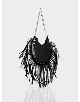 The Western Black Pu Tassle Shoulder Bag