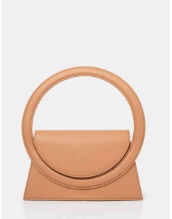 The Top Handle Tan Pu Circlur Handle Grab Bag