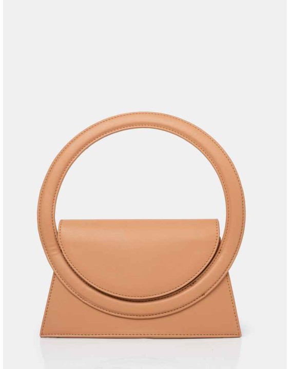 The Top Handle Tan Pu Circlur Handle Grab Bag