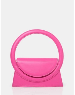 The Top Handle Bright Pink Pu Circlur Handle Grab Bag