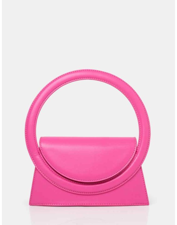 The Top Handle Bright Pink Pu Circlur Handle Grab Bag