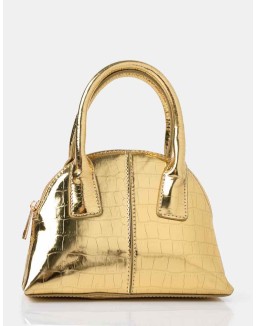 The Nova Metallic Gold Croc Grab Bag