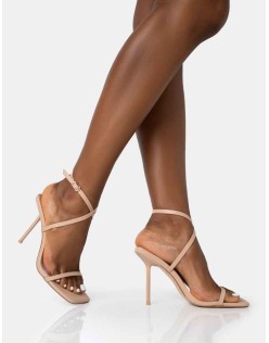 Amy Nude Strappy Barely There Square Toe Stiletto Heels