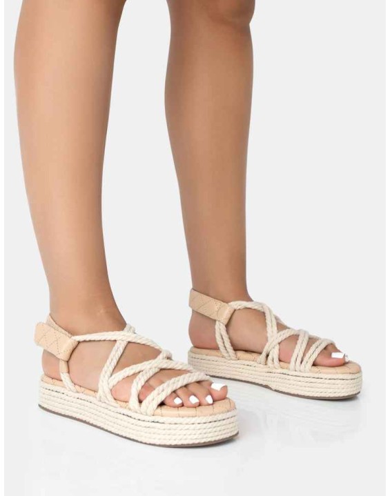 Duffy Ecru Rope Flat Dad Sandals