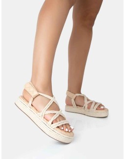 Duffy Ecru Rope Flat Dad Sandals