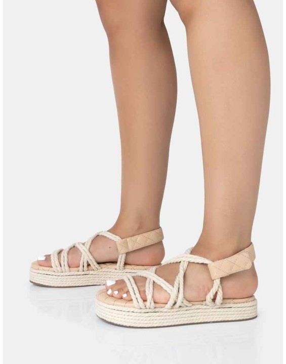 Duffy Ecru Rope Flat Dad Sandals