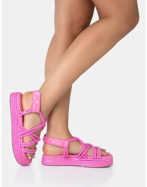 Duffy Pink Rope Flat Dad Sandals