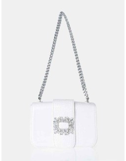 The Darcy White Croc Shoulder Bag