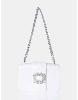 The Darcy White Croc Shoulder Bag