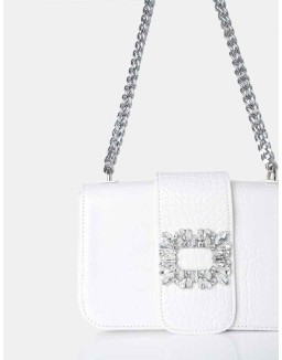 The Darcy White Croc Shoulder Bag