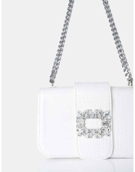The Darcy White Croc Shoulder Bag