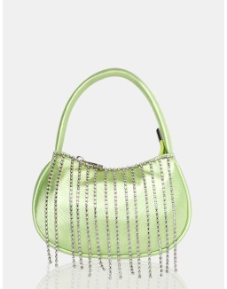 The Sia Soft Green Satin Diamante Trim Mini Bag