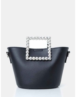 The Glam Black Pu Mini Bucket Grab Bag