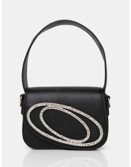 The Tonic Black Pu Diamante Mini Grab Bag