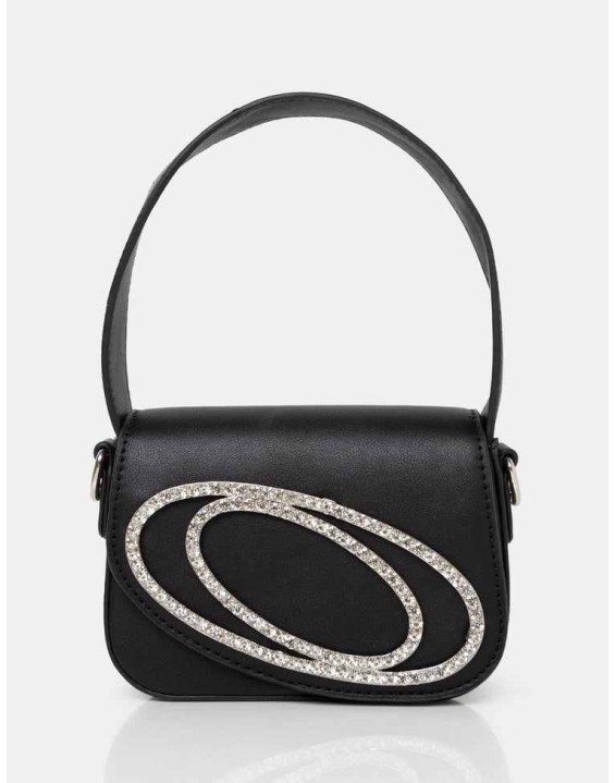 The Tonic Black Pu Diamante Mini Grab Bag