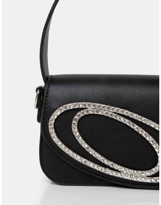 The Tonic Black Pu Diamante Mini Grab Bag