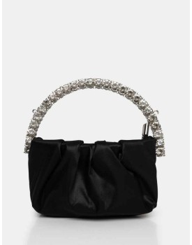 The Aurora Black Pu Diamante Handle Mini Bag