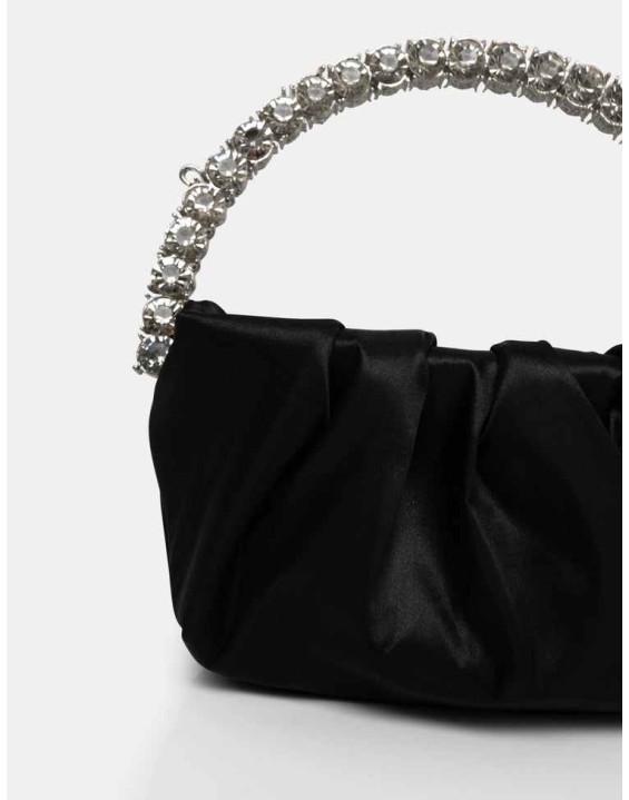 The Aurora Black Pu Diamante Handle Mini Bag