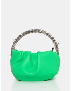 The Aurora Lime Pu Diamante Handle Mini Bag